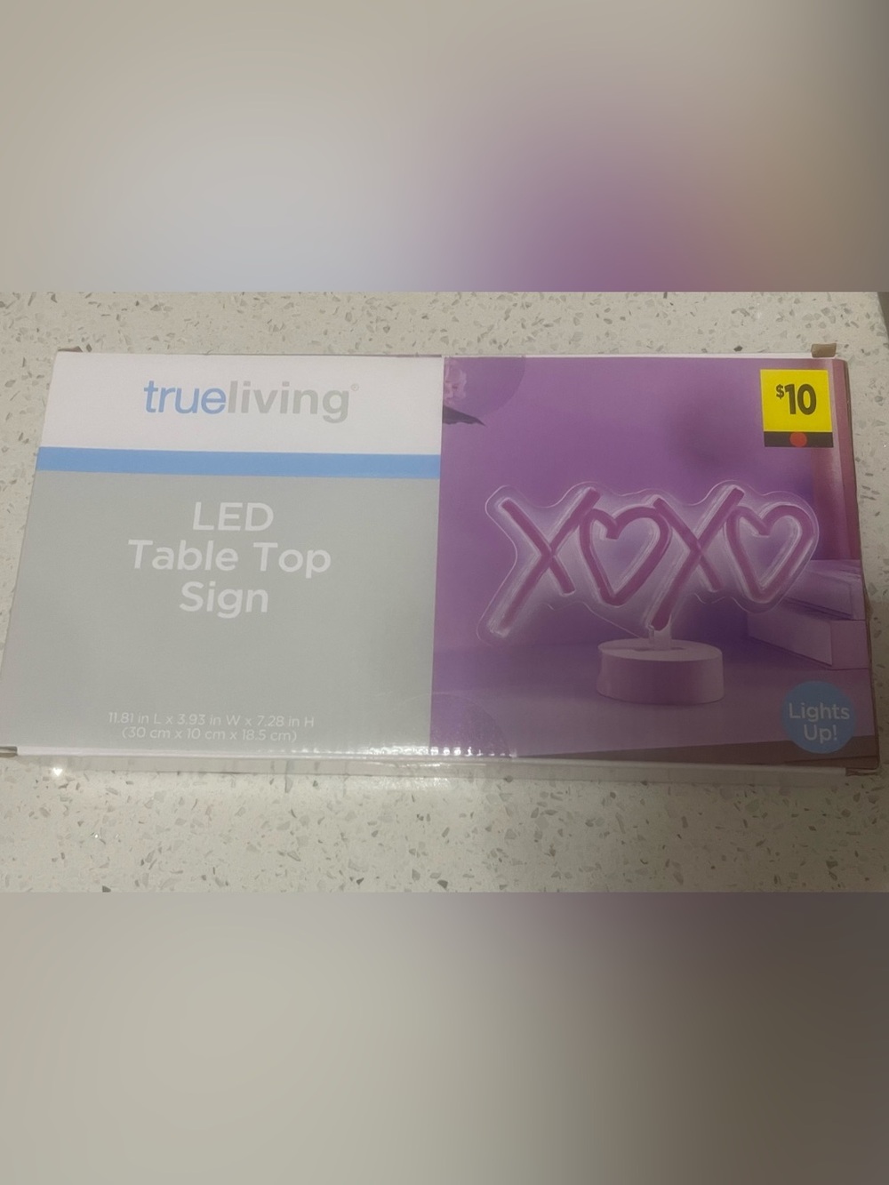 trueliving Pink LED Table Top Sign - XOXO